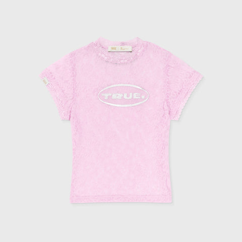 Floral Lace Baby Tee - Pink