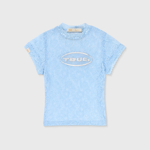 Floral Lace Baby Tee - Light Blue