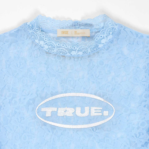 Floral Lace Baby Tee - Light Blue