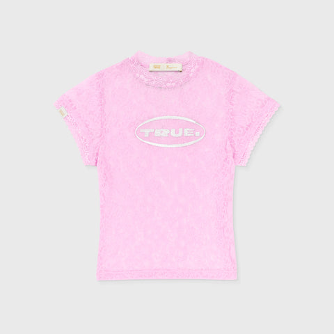 Floral Lace Baby Tee - Pink