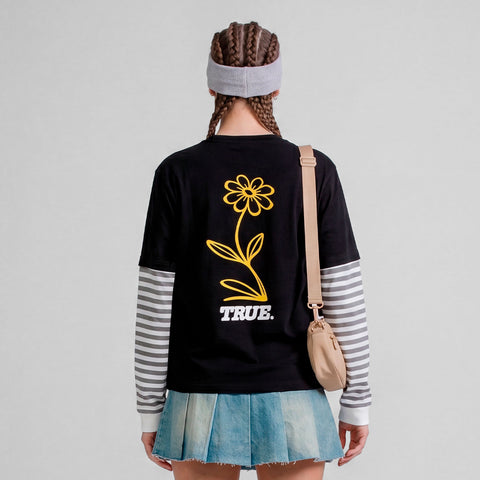 Flower Boxy LS - Black