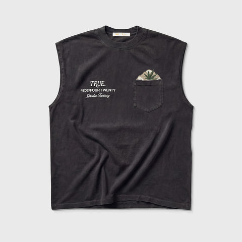 Garden Sleeveless Tee - Washed Black