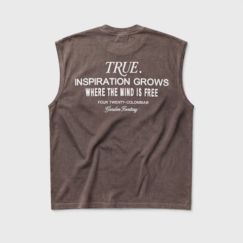Garden Sleeveless Tee - Washed Brown