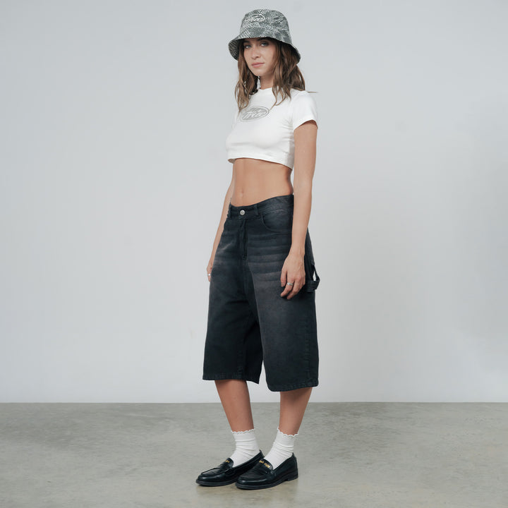Python Slim Cropped Tee - White