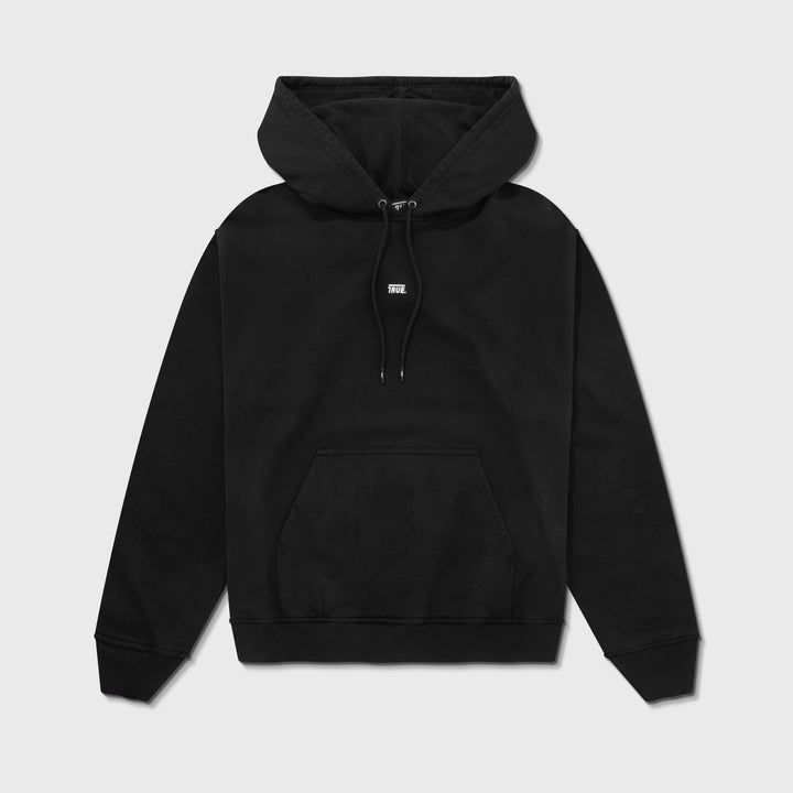 Hoodie Box Fit Serif Logo - Negro