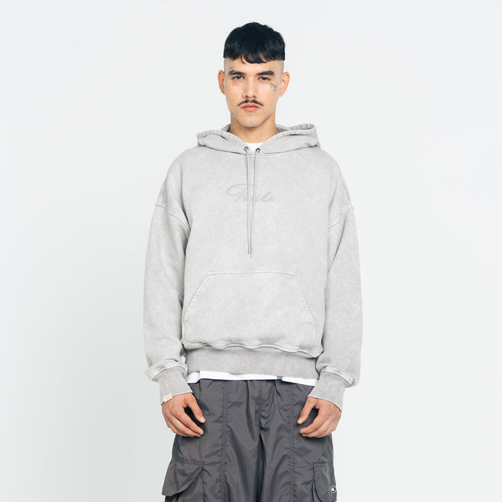 Hoodie Curvy Logo Washed - Gris