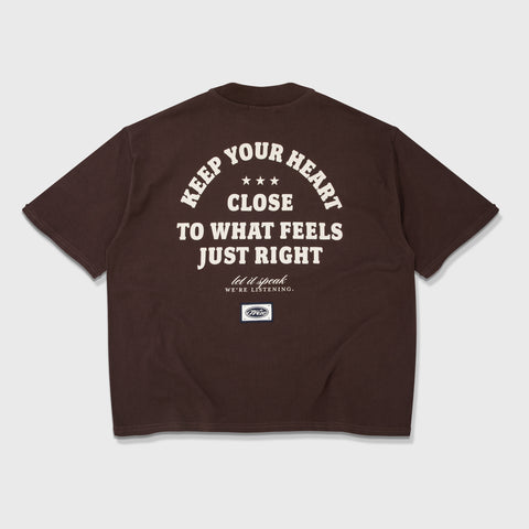 Heart Boxy Tee - Brown