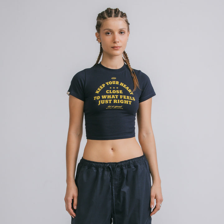 Heart Slim Tee - Navy Blue