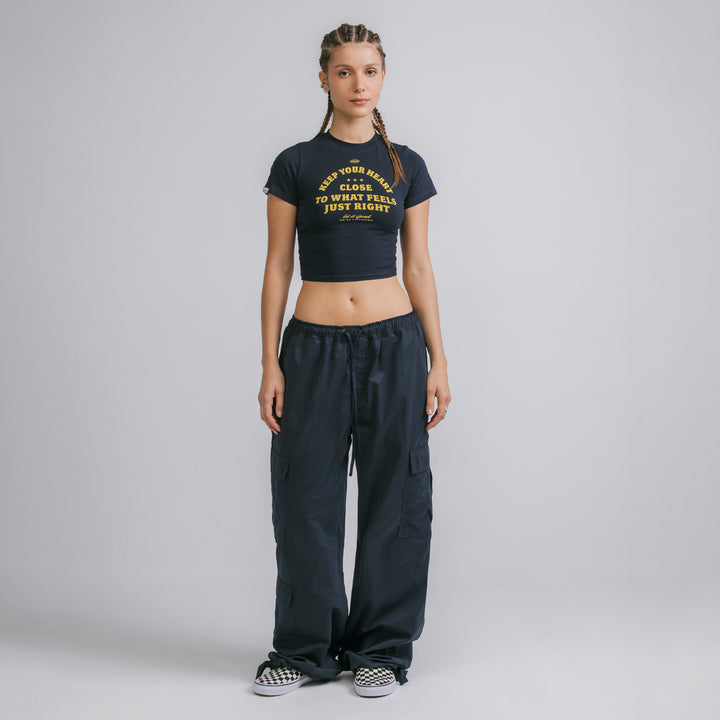 Heart Slim Tee - Navy Blue