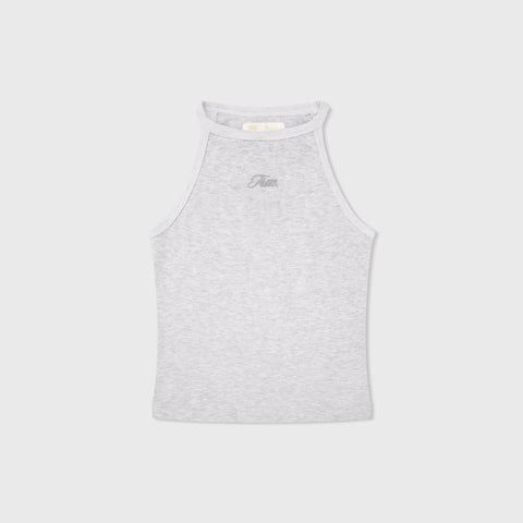 High Neck Ribbed Top - Gray