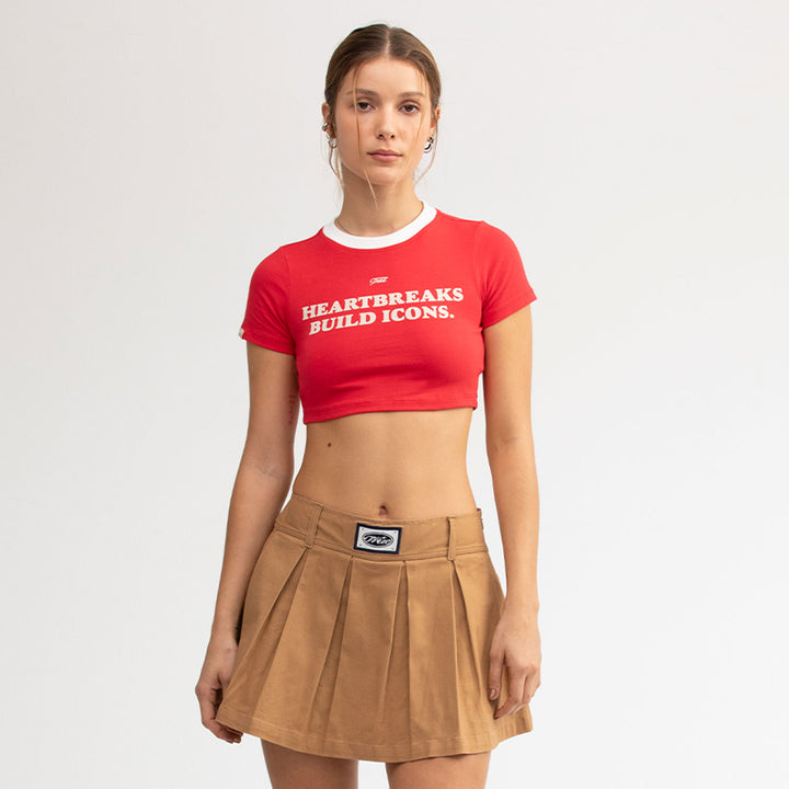Icons Cropped Slim Tee - Red