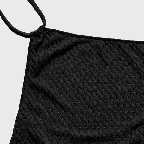 Knit Halter Bandana Top - Black