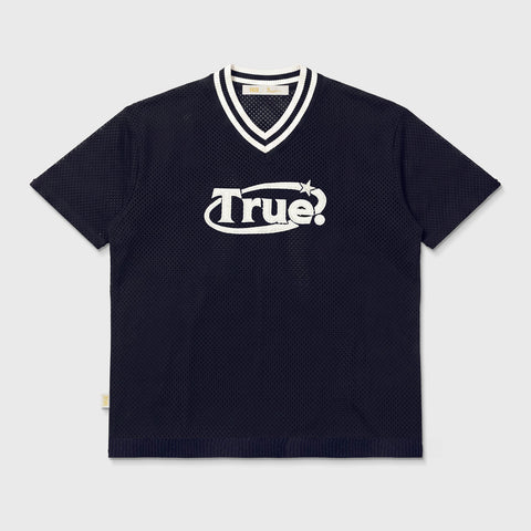 Knit Oversized V-Neck Jersey - Navy Blue