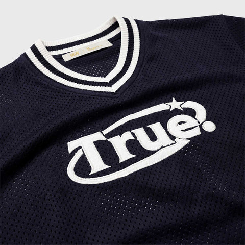 Knit Oversized V-Neck Jersey - Navy Blue