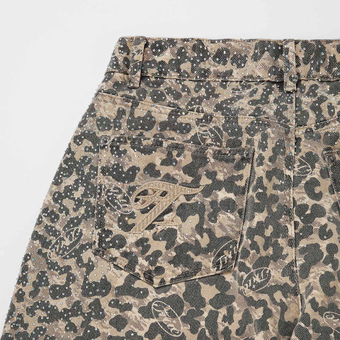 Leopard Wide Leg Jeans - Camel