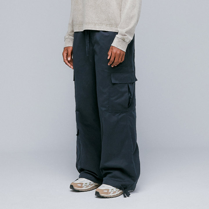 Loose Fit Cargo Trousers - Navy Blue