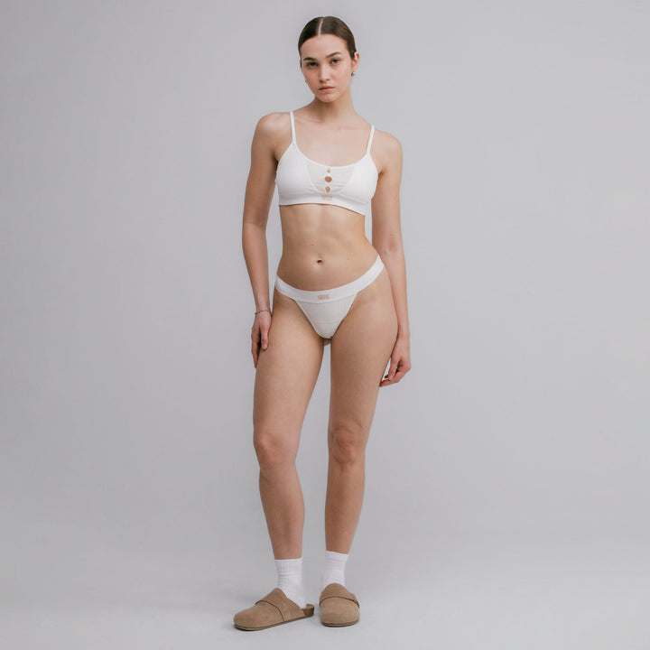 Mesh Cut-Out Bottom - Cream