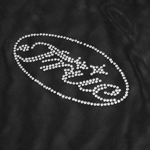 Mesh Rhinestone LS Crop Top - Black