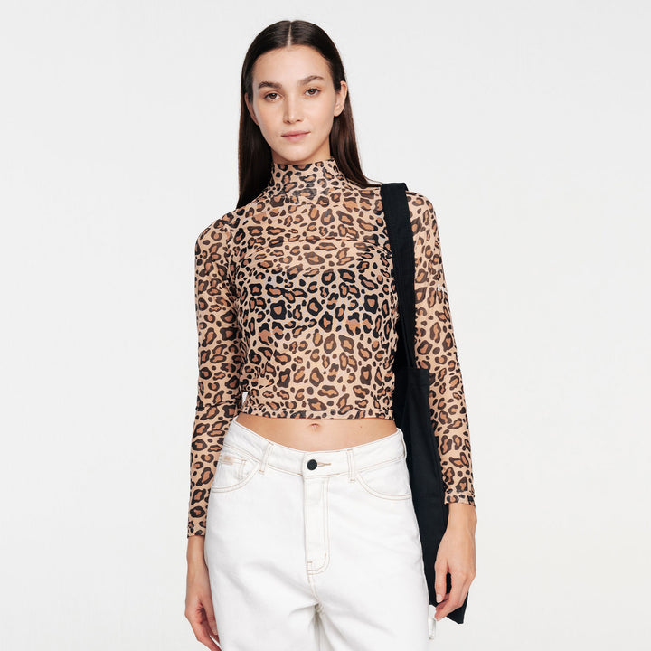 Animal Print Mesh LS Top - Cheetah