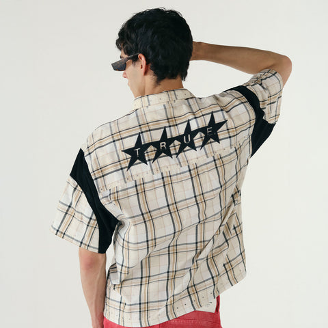 Nine Two Boxy Plaid Shirt - Cream