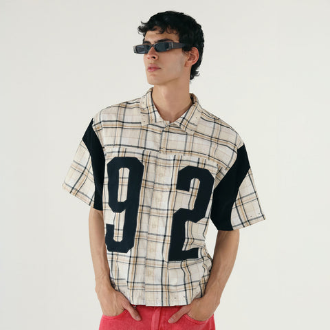 Nine Two Boxy Plaid Shirt - Cream