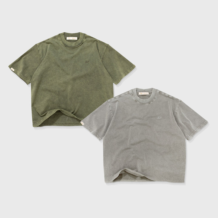 Core Boxy Tees Pack X 2 - Military Green & Light Grey