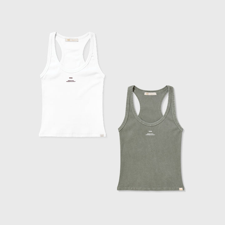 Ribbed Tank Tops Pack X 2 - White & Gray