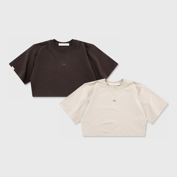 Signature Crop Tops Pack X 2 - Brown & Light Sand