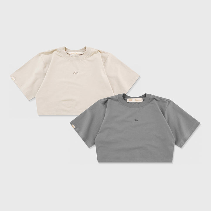 Signature Crop Tops Pack X 2 - Light Sand & Gray