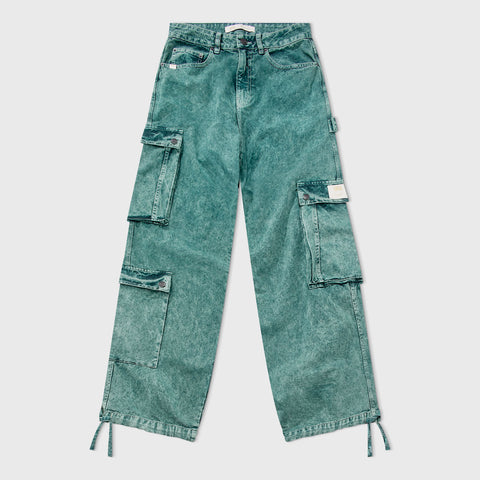 Cargo Multi-Pocket Pants - Washed Green