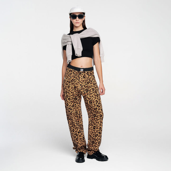 Animal Print Straight Leg Laser Pants - Cheetah