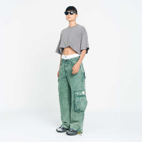 Cargo Multi-Pocket Pants - Washed Green