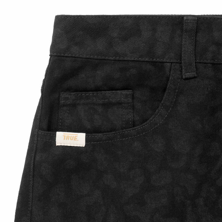 Animal Print Straight Leg Laser Pants - Black