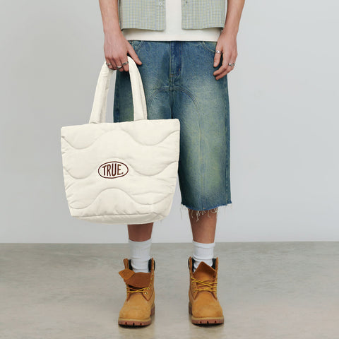 Puffer Shopper Bag - Greige