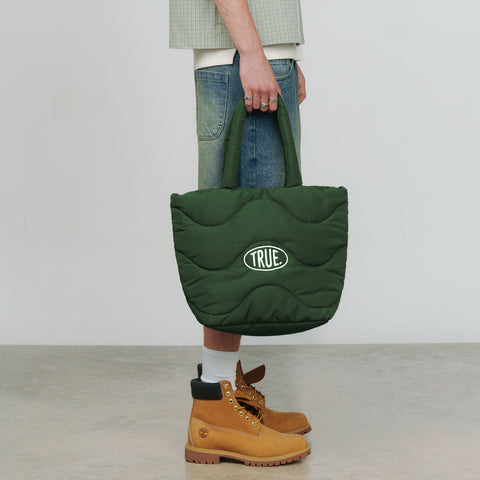 Puffer Shopper Bag - Pine Green