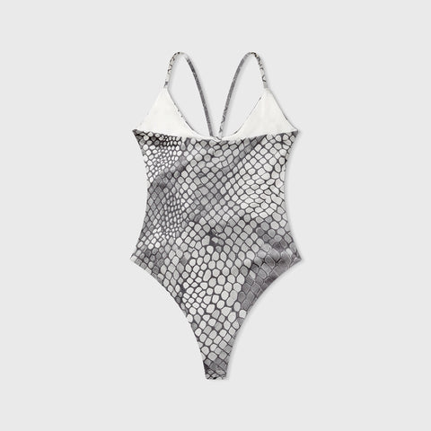 Python Cut-Out Bodysuit - Gray