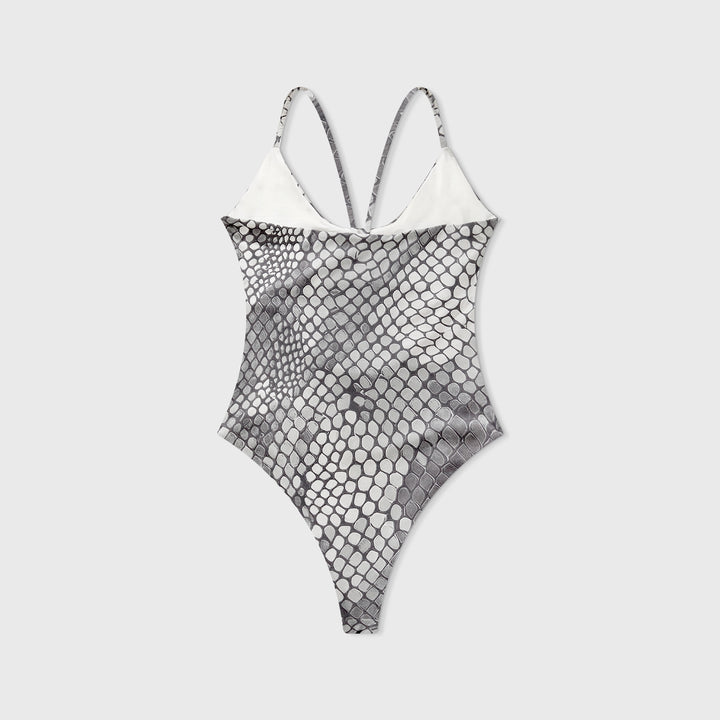 Python Cut-Out Bodysuit - Gray