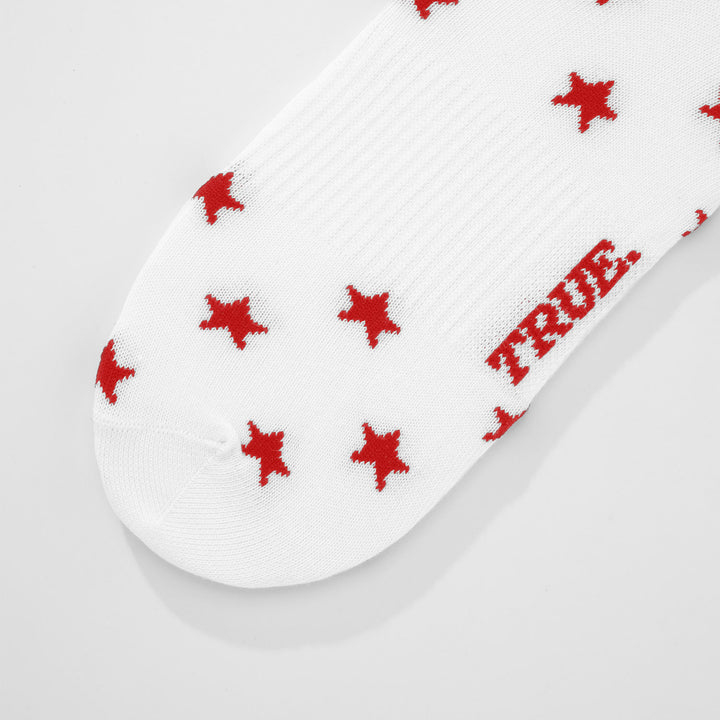 Red Stars Socks - White