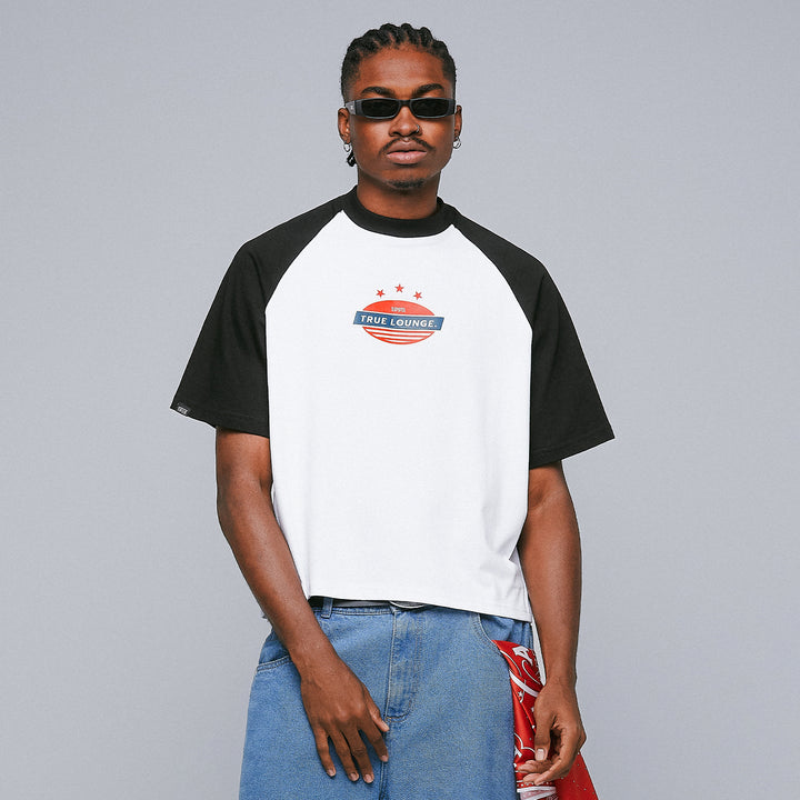 Retro Ranglan Boxy Tee - White/Black