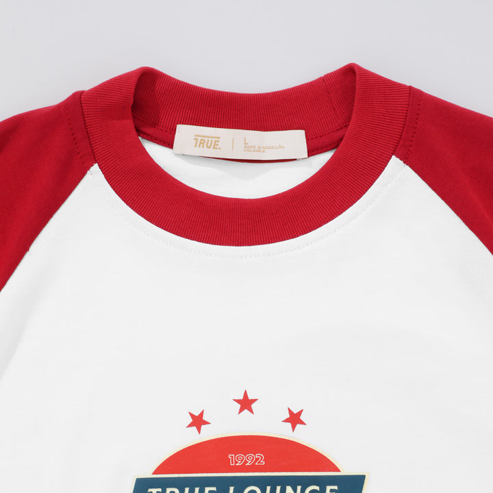 Retro Ranglan Boxy Tee - White/Red