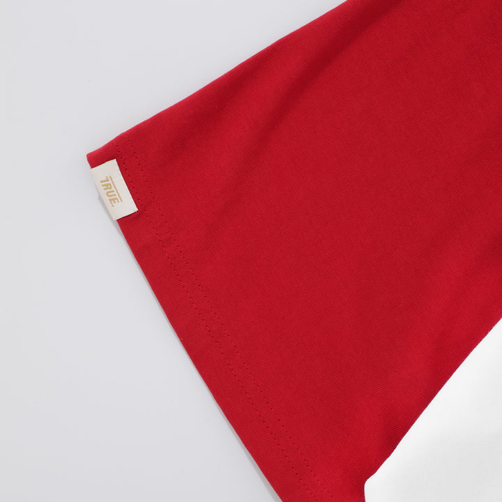 Retro Ranglan Boxy Tee - White/Red