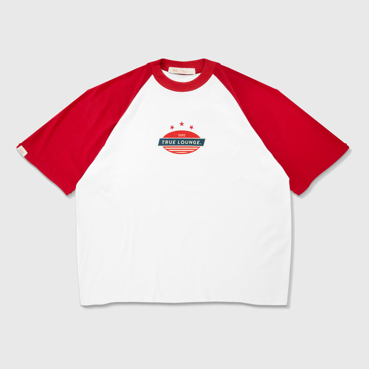 Retro Ranglan Boxy Tee - White/Red