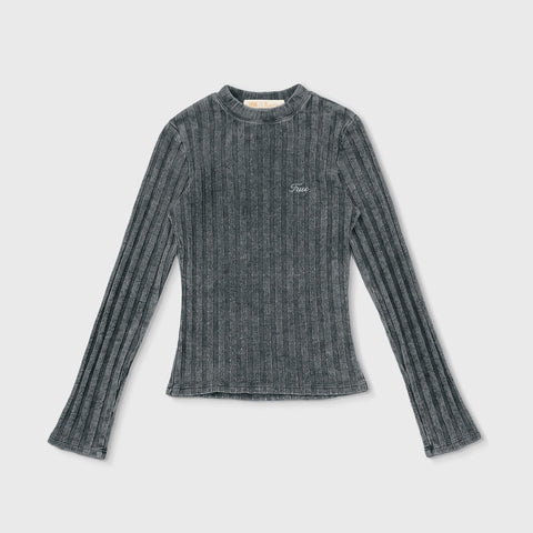 Slim Ribbed Long Sleeve - Washed Black