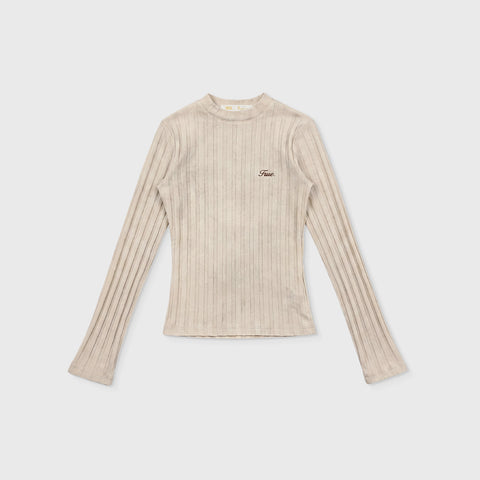 Slim Ribbed Long Sleeve - Washed Cream
