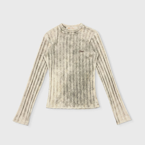 Slim Ribbed Long Sleeve - Washed Cream
