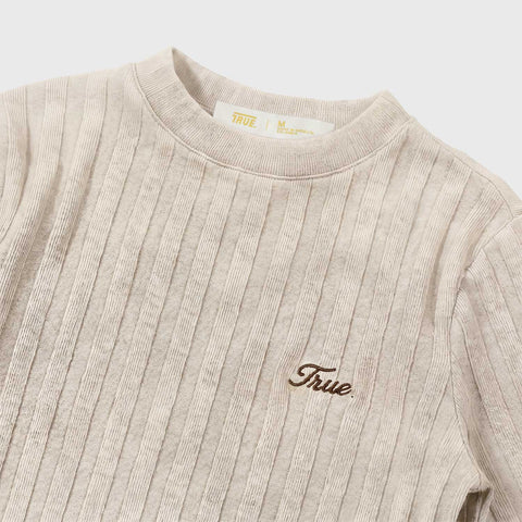 Slim Ribbed Long Sleeve - Washed Cream