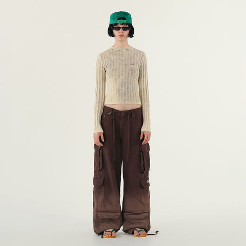 Slim Ribbed Long Sleeve - Washed Cream