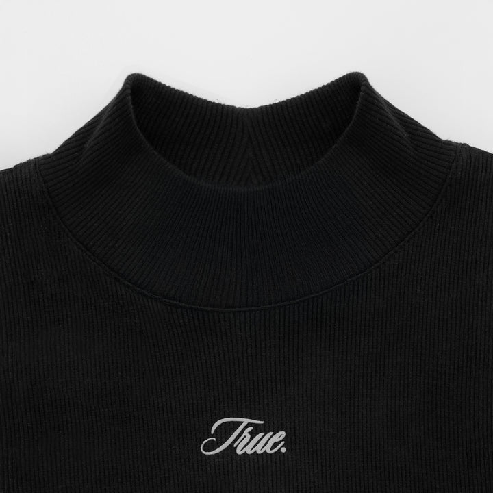 Ribbed Turtleneck Top - Black