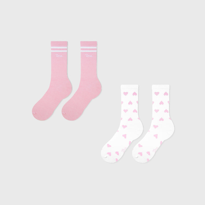 Striped Socks Pack X 2 - White & Pink