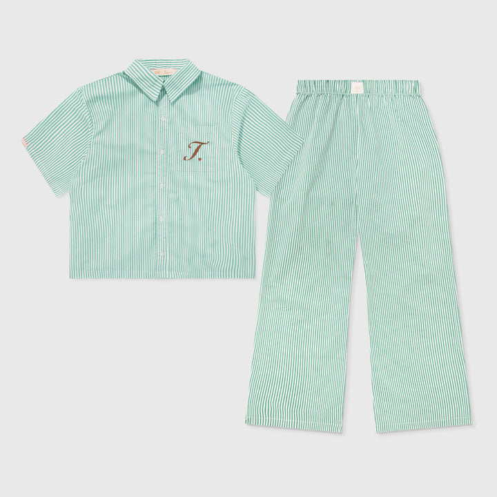 Striped Shirts & Pants Set - Green